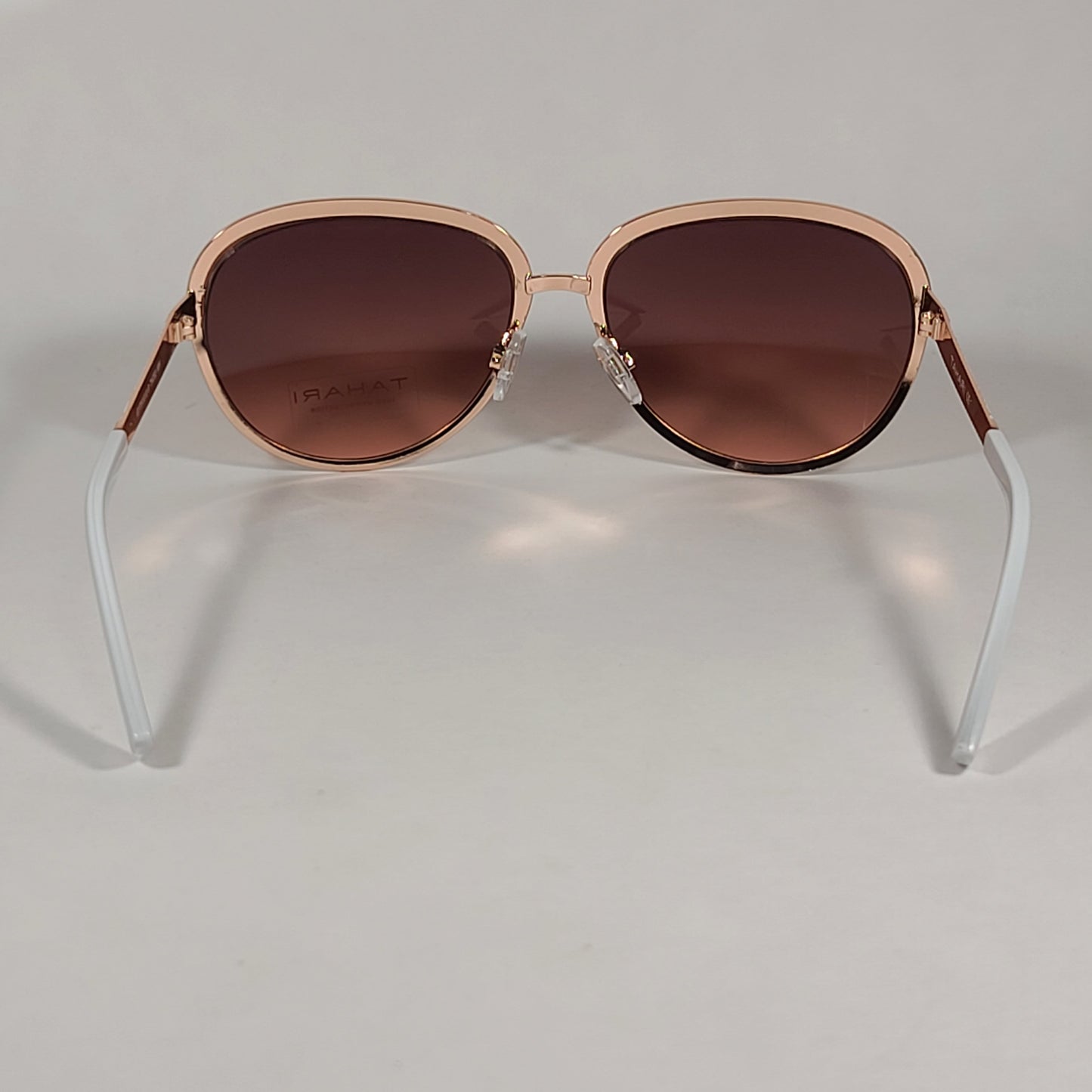 Tahari Designer Sunglasses TH753 WH White Rose Gold Frame Brown Gradient Lens - Sunglasses