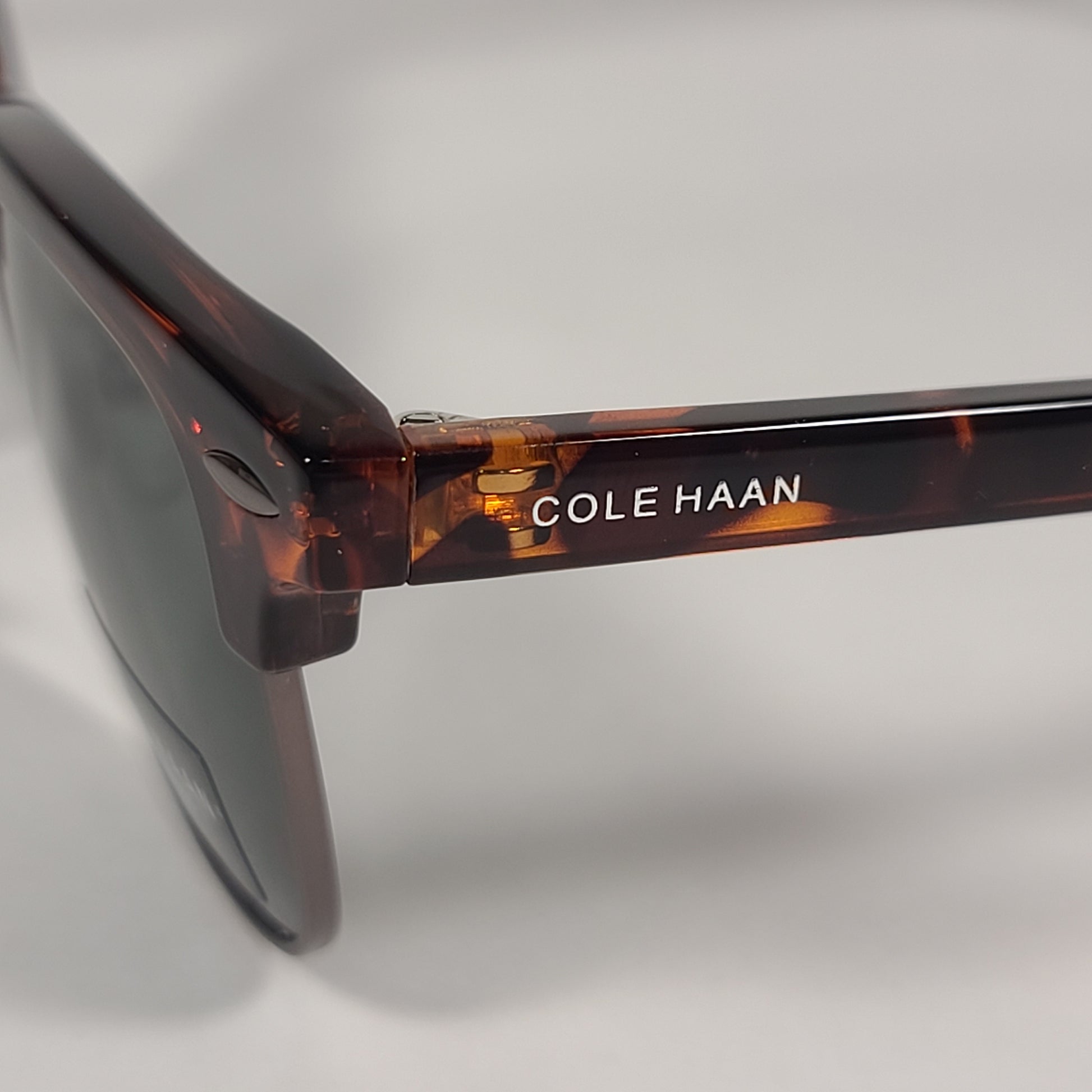 Cole Haan CH8505 215 Polarized Square Club Sunglasses Brown Tortoise Gunmetal Trim Gray Green Lens - Sunglasses