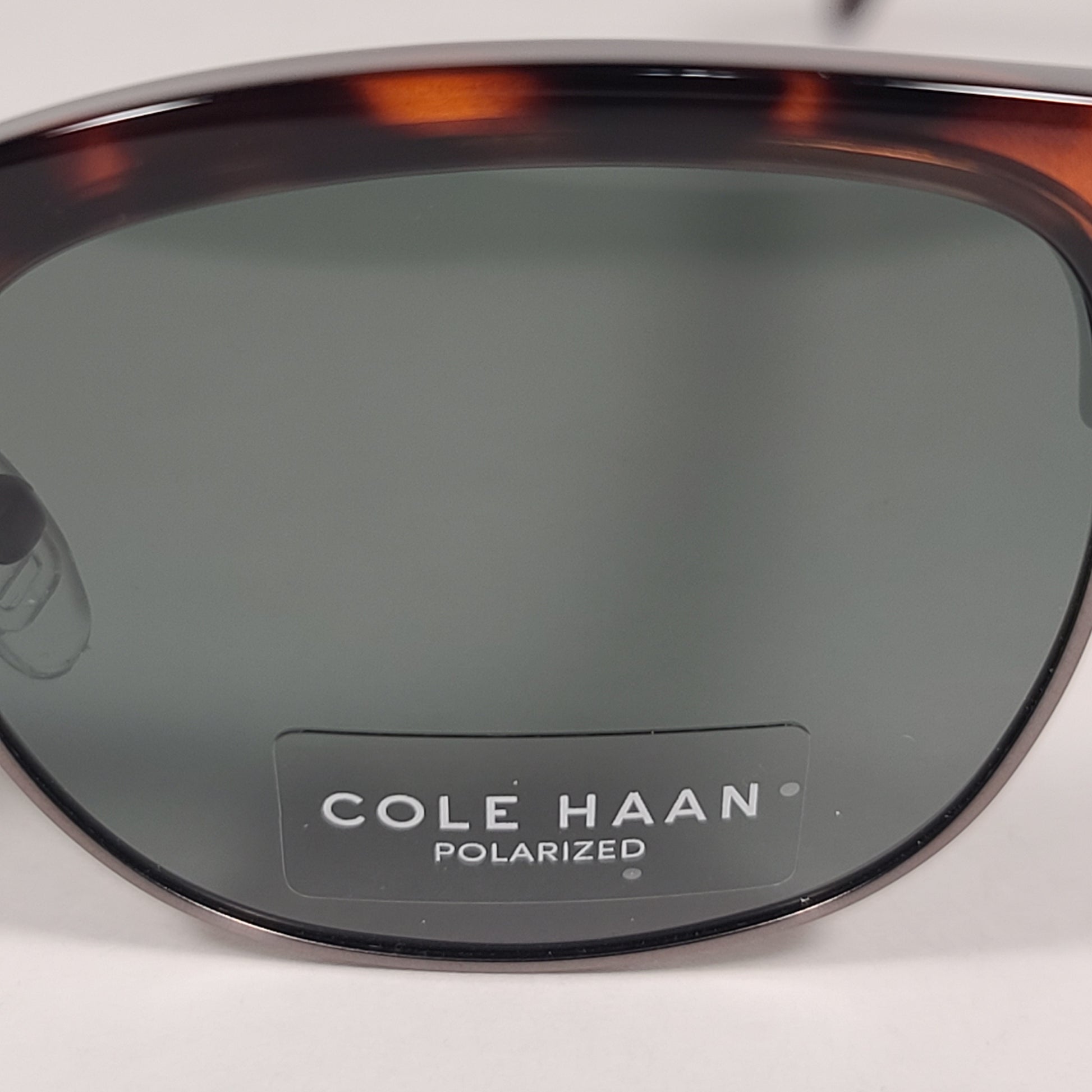 Cole Haan CH8505 215 Polarized Square Club Sunglasses Brown Tortoise Gunmetal Trim Gray Green Lens - Sunglasses