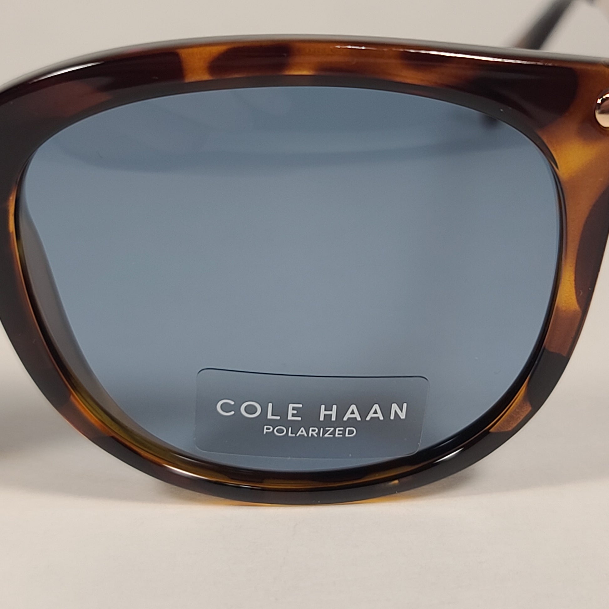 Cole Haan CH7036 215 Polarized Designer Sunglasses Brown Tortoise Gold Frame Blue Flash Lens - Sunglasses
