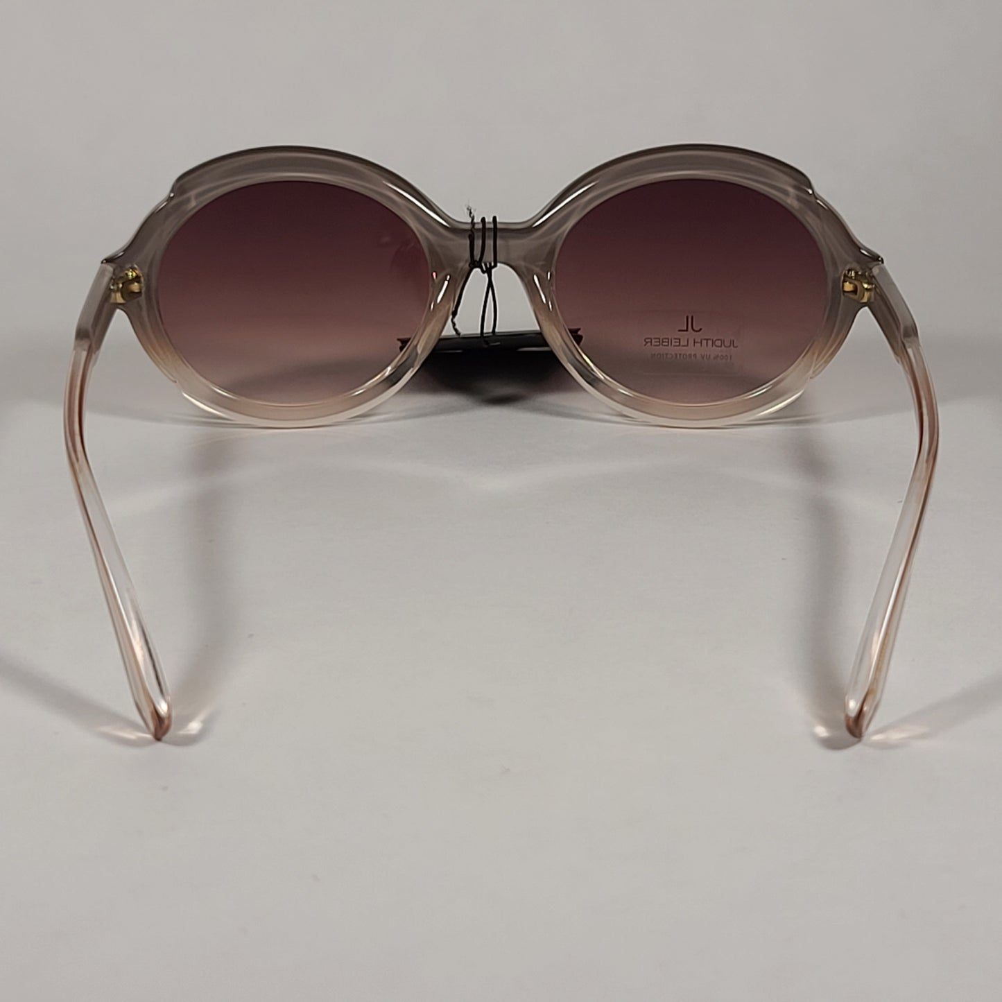 JL By Judith Leiber Glory Oval Sunglasses Gray Beige Crystal Frame Brown Gradient Lens - Sunglasses