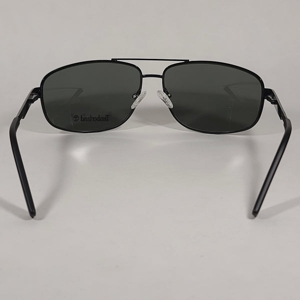 Timberland Aviator Sunglasses Shiny Black Frame Green Tinted Lens TB71