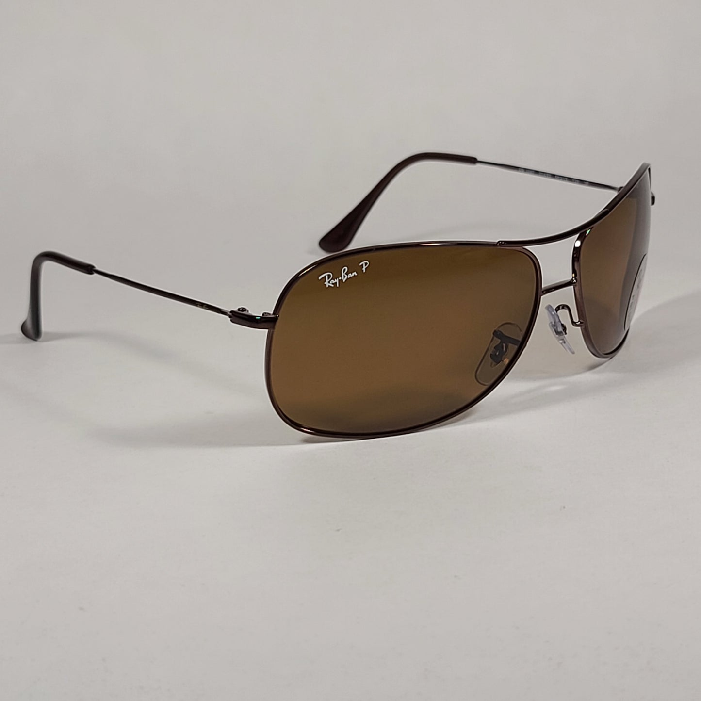 Ray-Ban Polarized Highstreet Aviator Sunglasses Brown Metal Frame Brown Lens RB3267 014/83 - Sunglasses