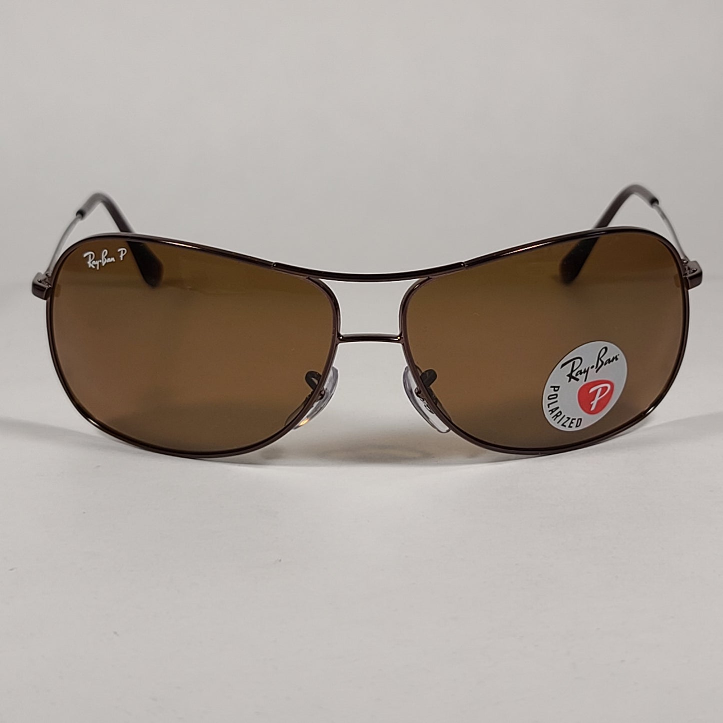 Ray-Ban Polarized Highstreet Aviator Sunglasses Brown Metal Frame Brown Lens RB3267 014/83 - Sunglasses