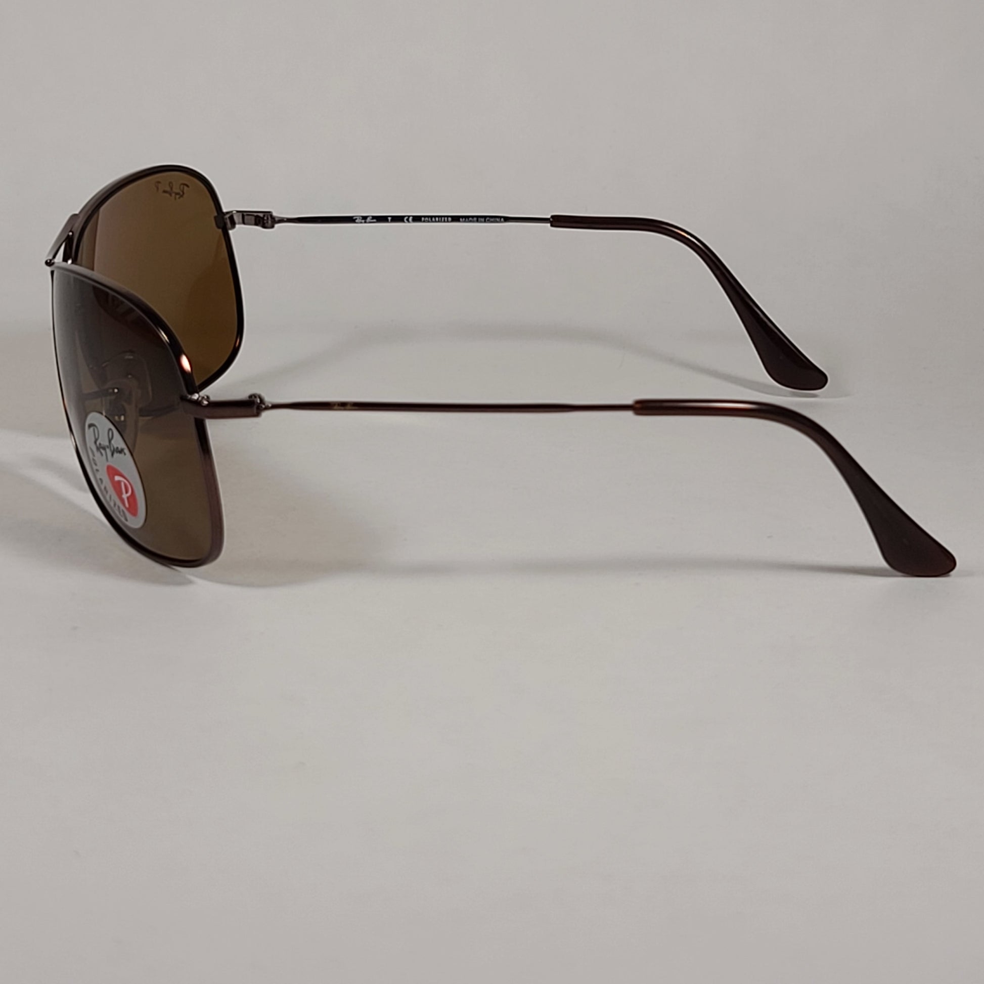 Ray-Ban Polarized Highstreet Aviator Sunglasses Brown Metal Frame Brown Lens RB3267 014/83 - Sunglasses