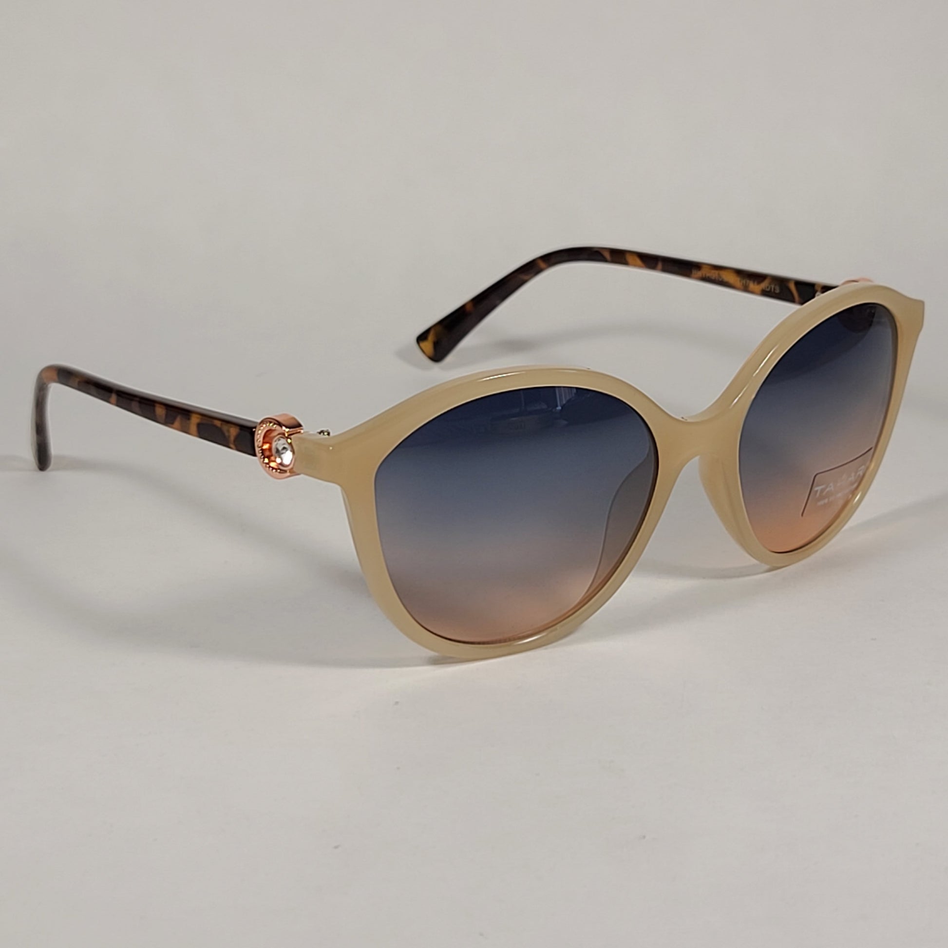 Tahari Cat Eye Sunglasses Nude And Tortoise Frame Blue Gradient Lens TH761 NDTS - Sunglasses