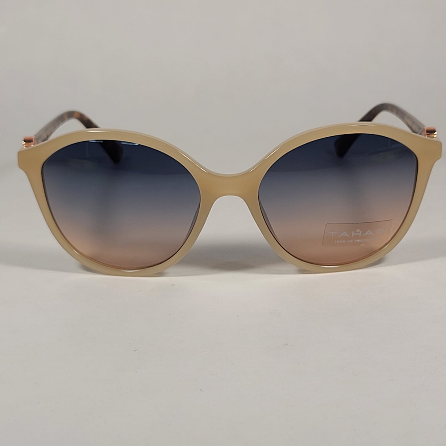 Tahari Cat Eye Sunglasses Nude And Tortoise Frame Blue Gradient Lens TH761 NDTS - Sunglasses