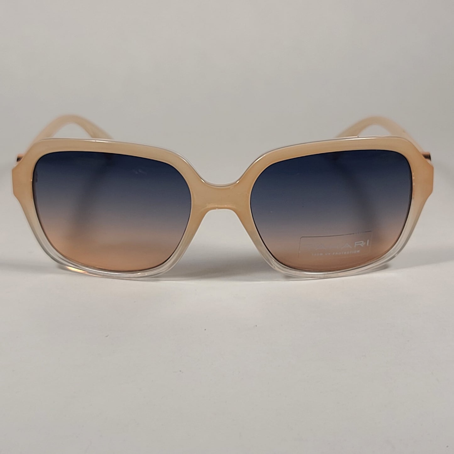 Tahari Rectangle Sunglasses Nude And Rose Gold Frame Blue Gradient Lens TH755 ND - Sunglasses