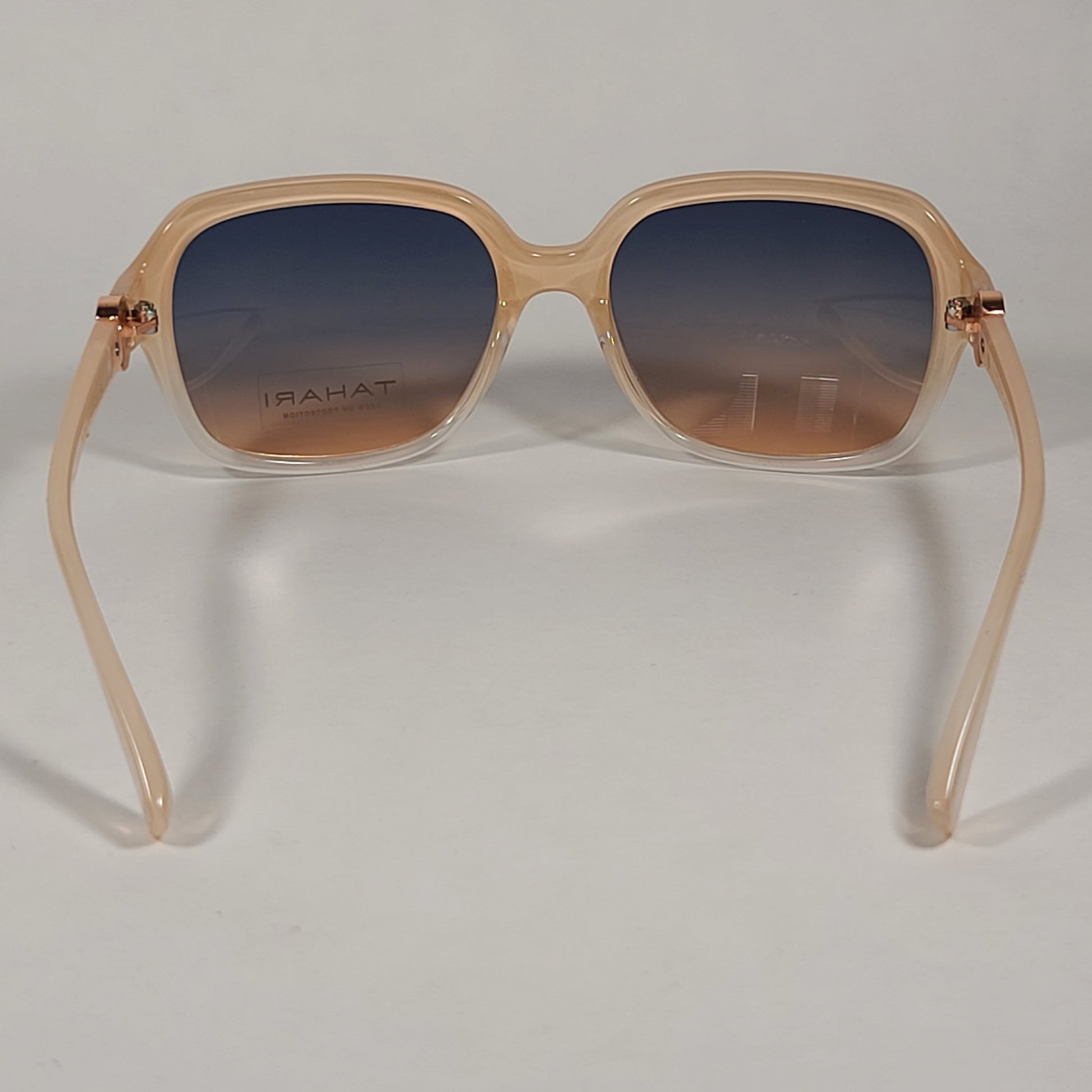 Tahari Rectangle Sunglasses Nude And Rose Gold Frame Blue Gradient Len –  TheSunglassFashion