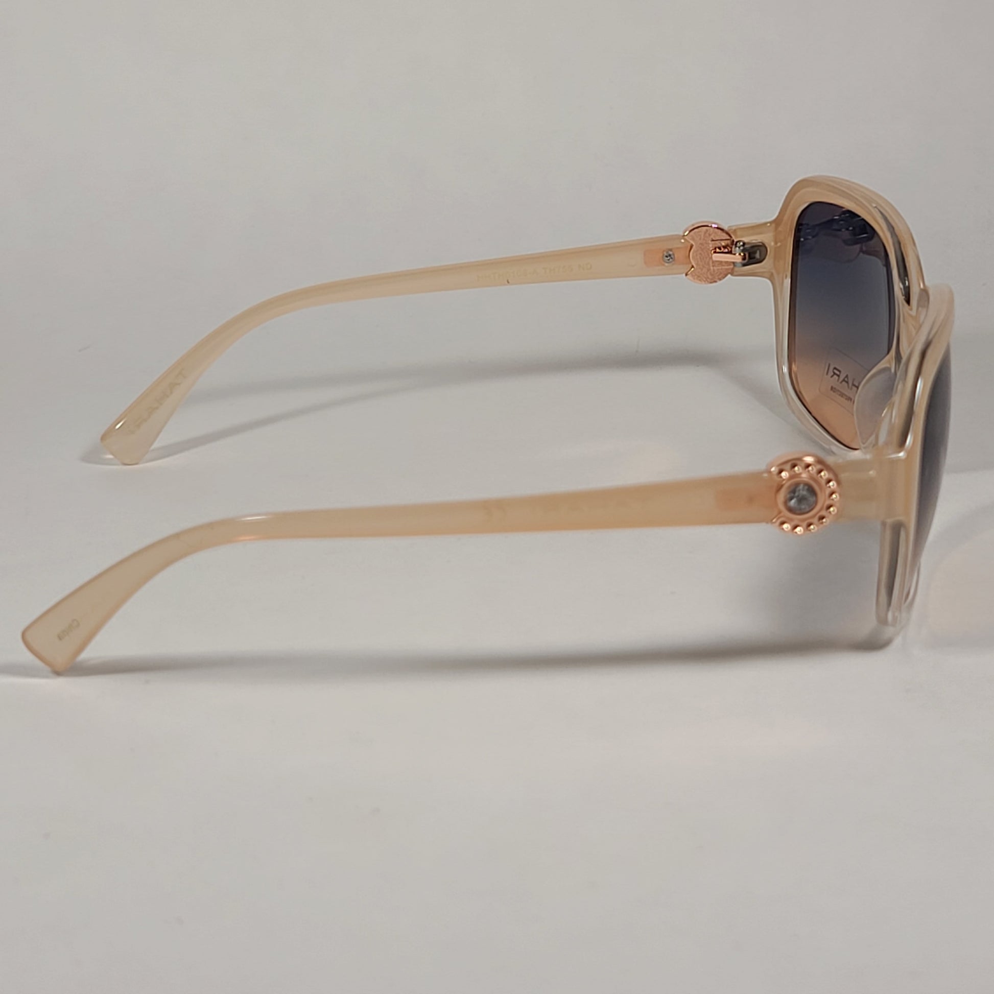 Tahari Rectangle Sunglasses Nude And Rose Gold Frame Blue Gradient Lens TH755 ND - Sunglasses