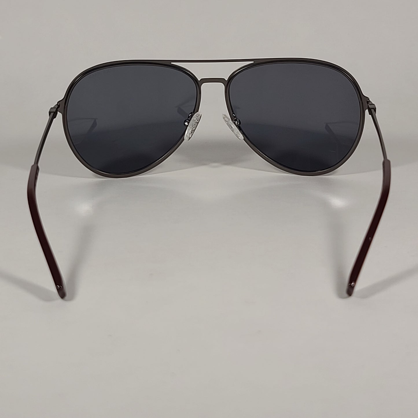 Cole Haan Polarized Aviator Sunglasses Gunmetal And Burgundy Frame Gray Lens CH8007 604 Burgundy - Sunglasses