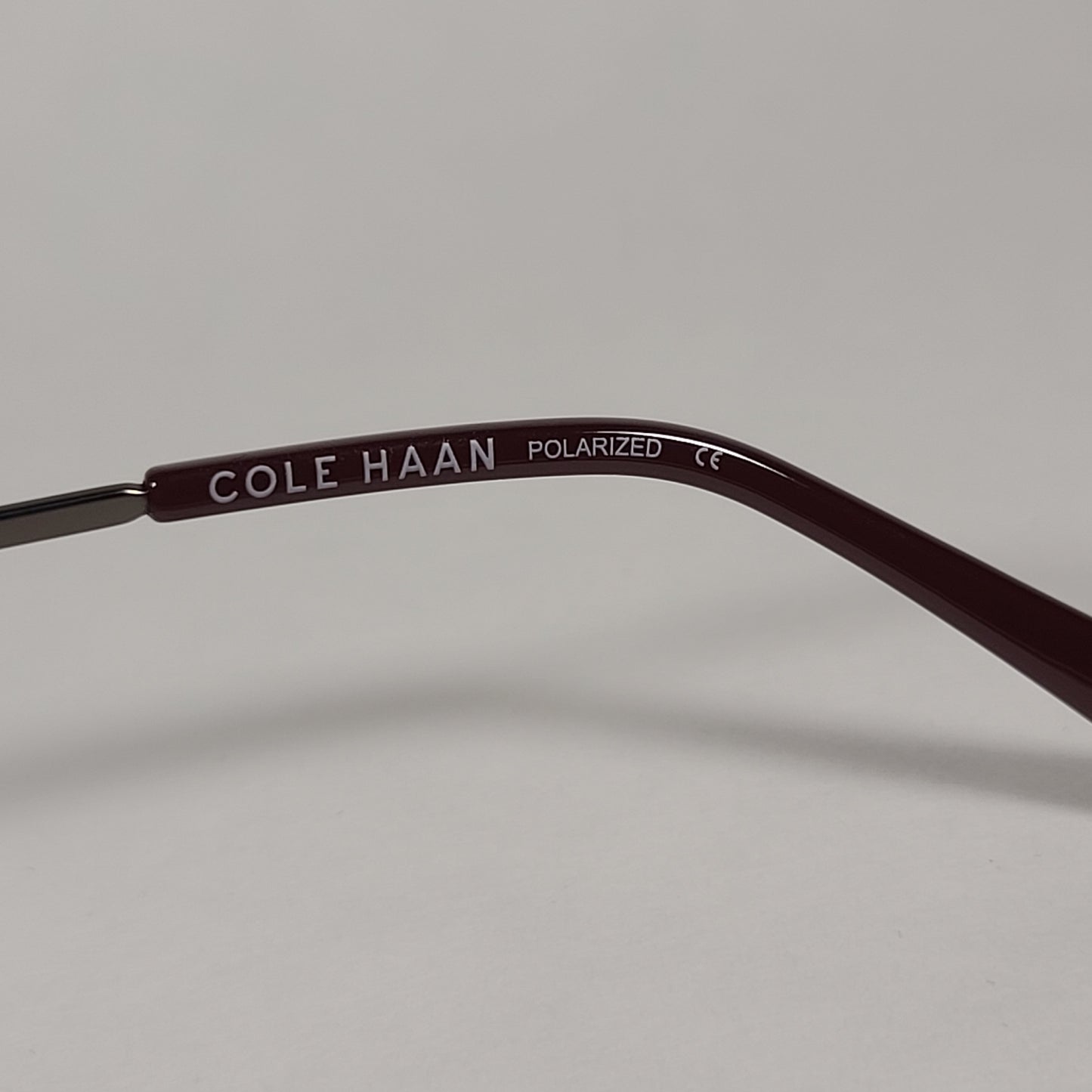 Cole Haan Polarized Aviator Sunglasses Gunmetal And Burgundy Frame Gray Lens CH8007 604 Burgundy - Sunglasses