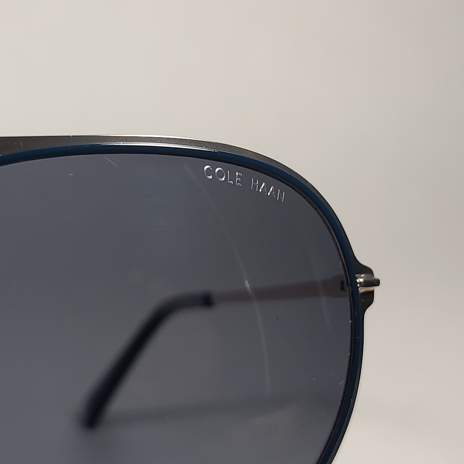 Cole Haan Polarized Aviator Sunglasses Silver And Navy Frame Gray Lens CH8007 414 Navy - Sunglasses