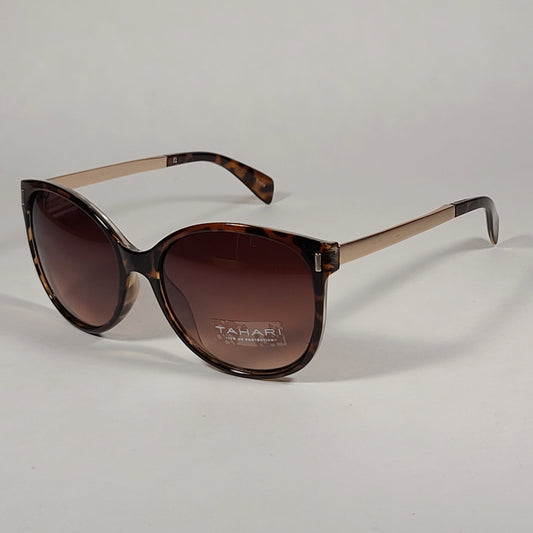 Tahari Cat Eye Sunglasses Brown Tortoise Gold Frame Brown Gradient Lens TH657 TS - Sunglasses