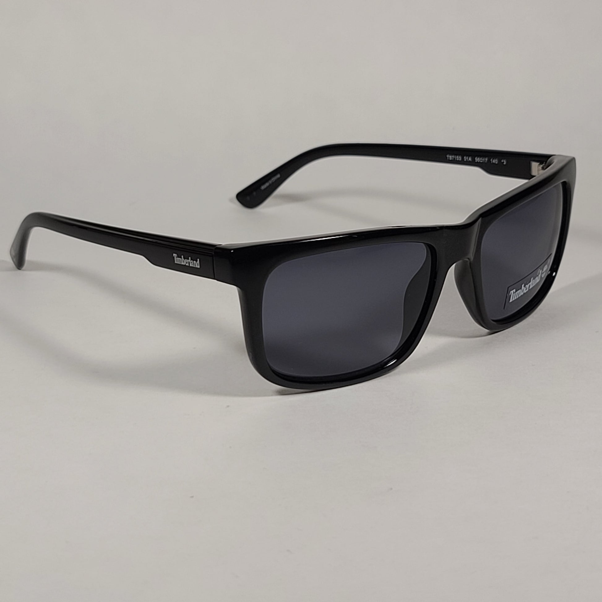 Timberland Rectangular Sunglasses Shiny Black Frame Gray Lens TB7153 01A - Sunglasses