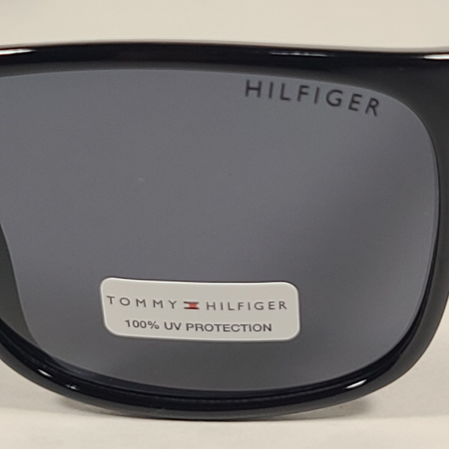 Tommy Hilfiger Wilson Rectangular Sunglasses Shiny Black Gray Lens WILSON MP OM563 - Sunglasses