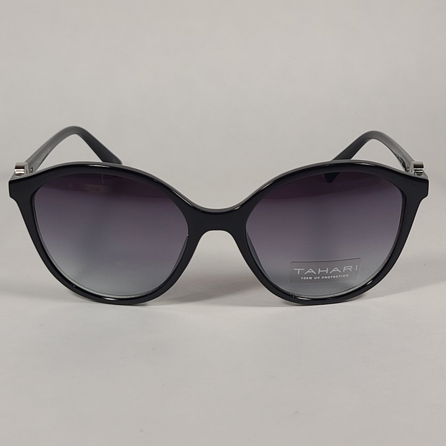 Tahari Cat Eye Sunglasses Shiny Black Frame Gray Smoke Gradient Lens TH761 OX - Sunglasses