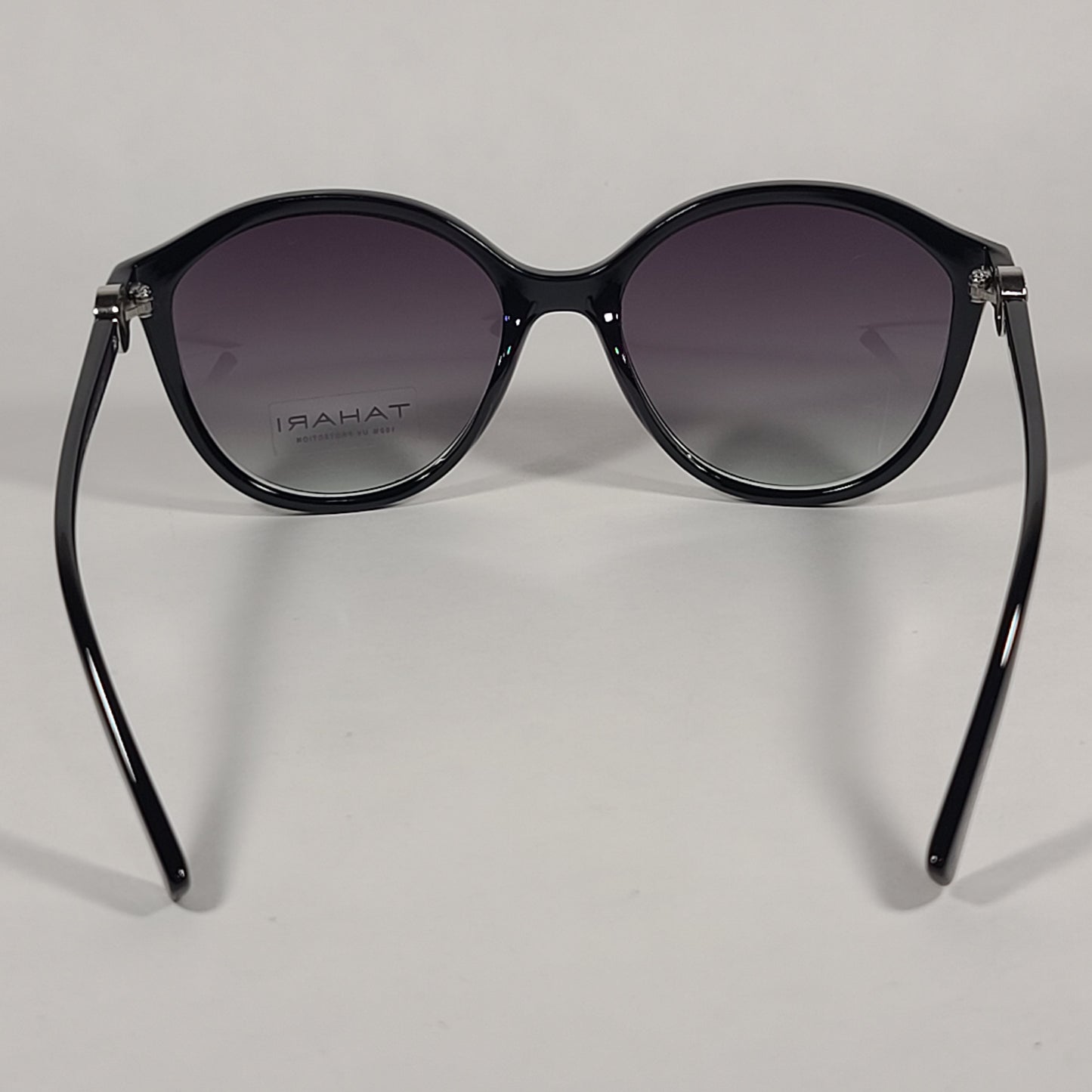 Tahari Cat Eye Sunglasses Shiny Black Frame Gray Smoke Gradient Lens TH761 OX - Sunglasses