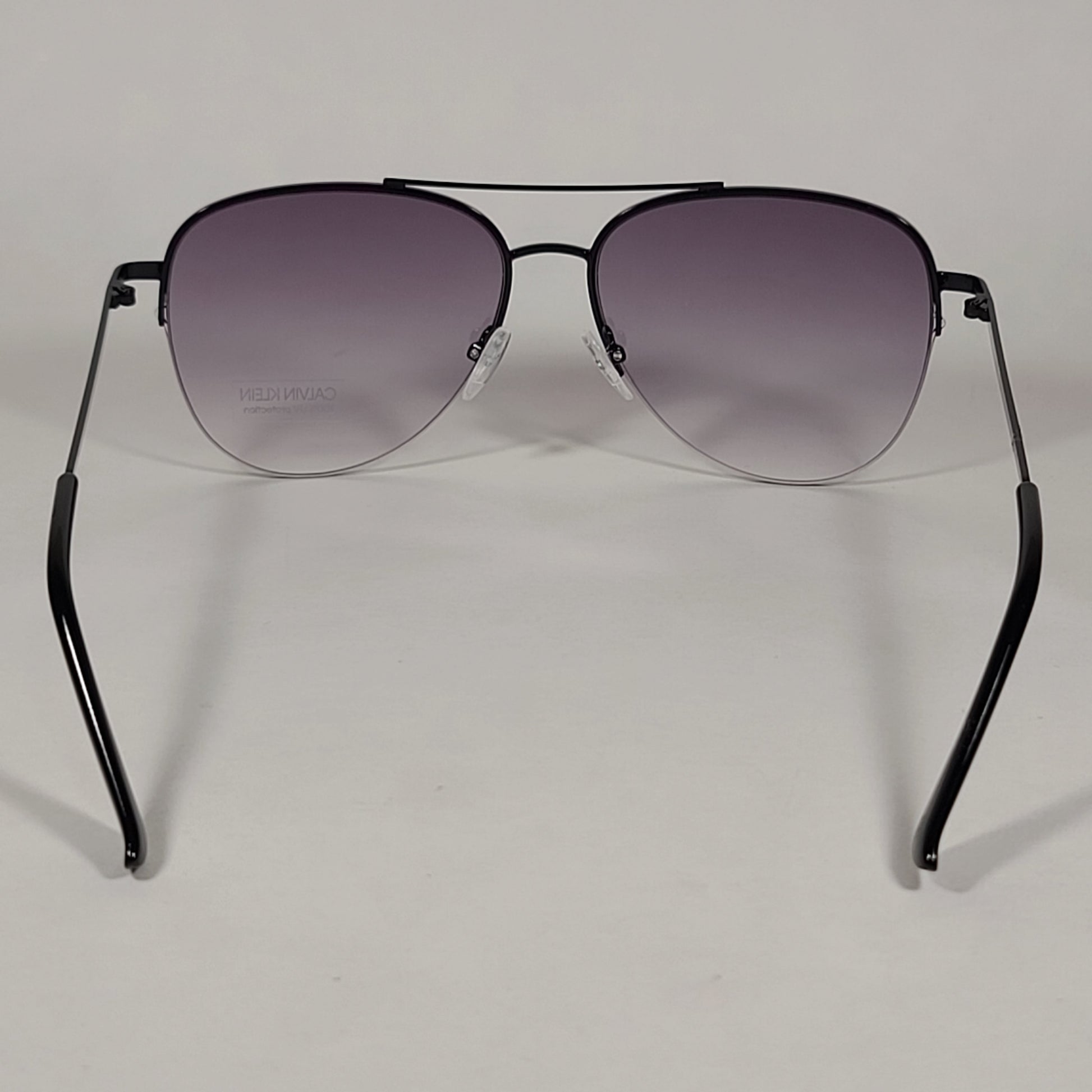 Calvin Klein Aviator Half Rim Sunglasses CK20119S 001 Black Frame Gray Gradient Lens - Sunglasses