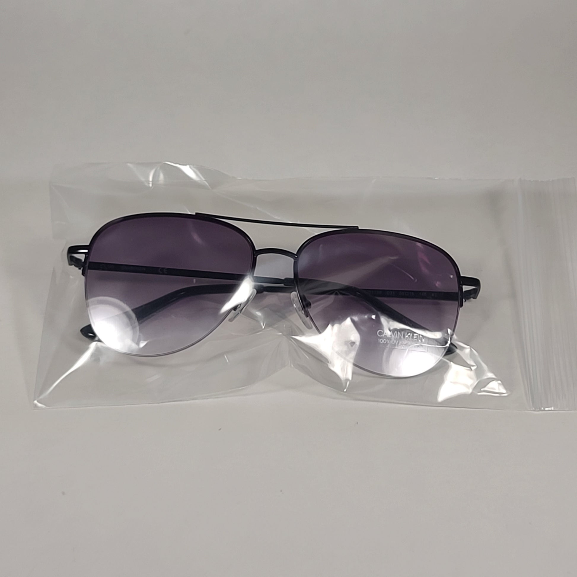 Calvin Klein Aviator Half Rim Sunglasses CK20119S 001 Black Frame Gray Gradient Lens - Sunglasses