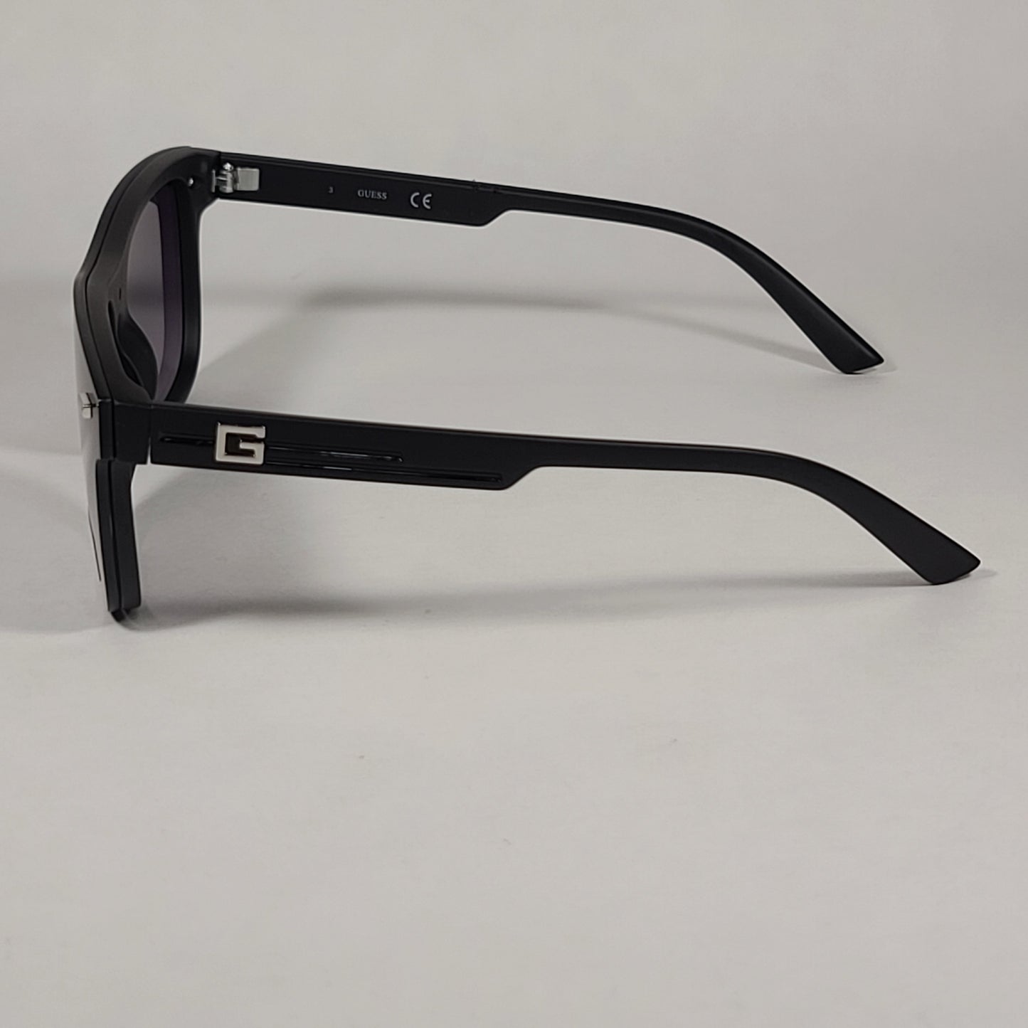 Guess Rectangular Rimless Shield Sunglasses Shiny Black Frame Gray Gradient Lens GF0183 02B - Sunglasses