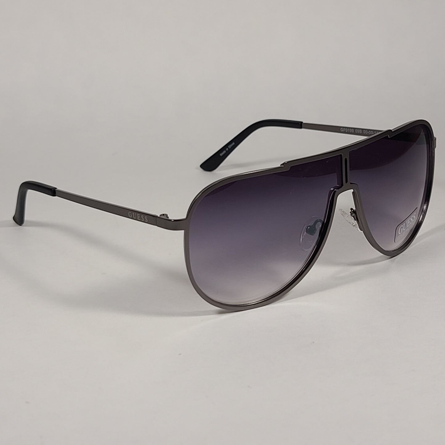 Guess Shield Aviator Sunglasses Gunmetal Frame Gray Gradient Lens GF0199 09B - Sunglasses