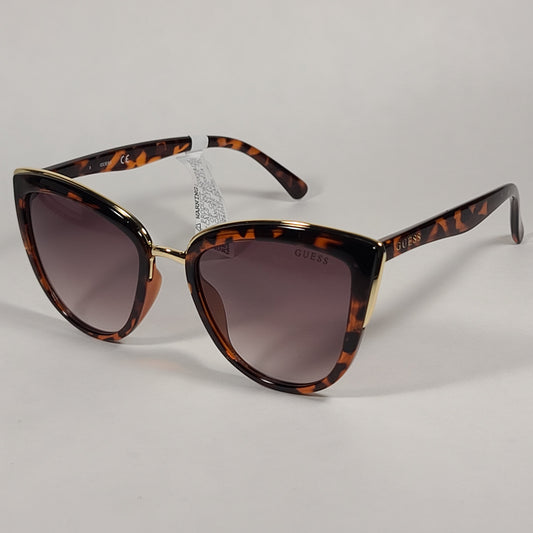 Guess Cat Eye Sunglasses Brown Tortoise Gold Frame Brown Gradient Lens GF0313 52F - Sunglasses