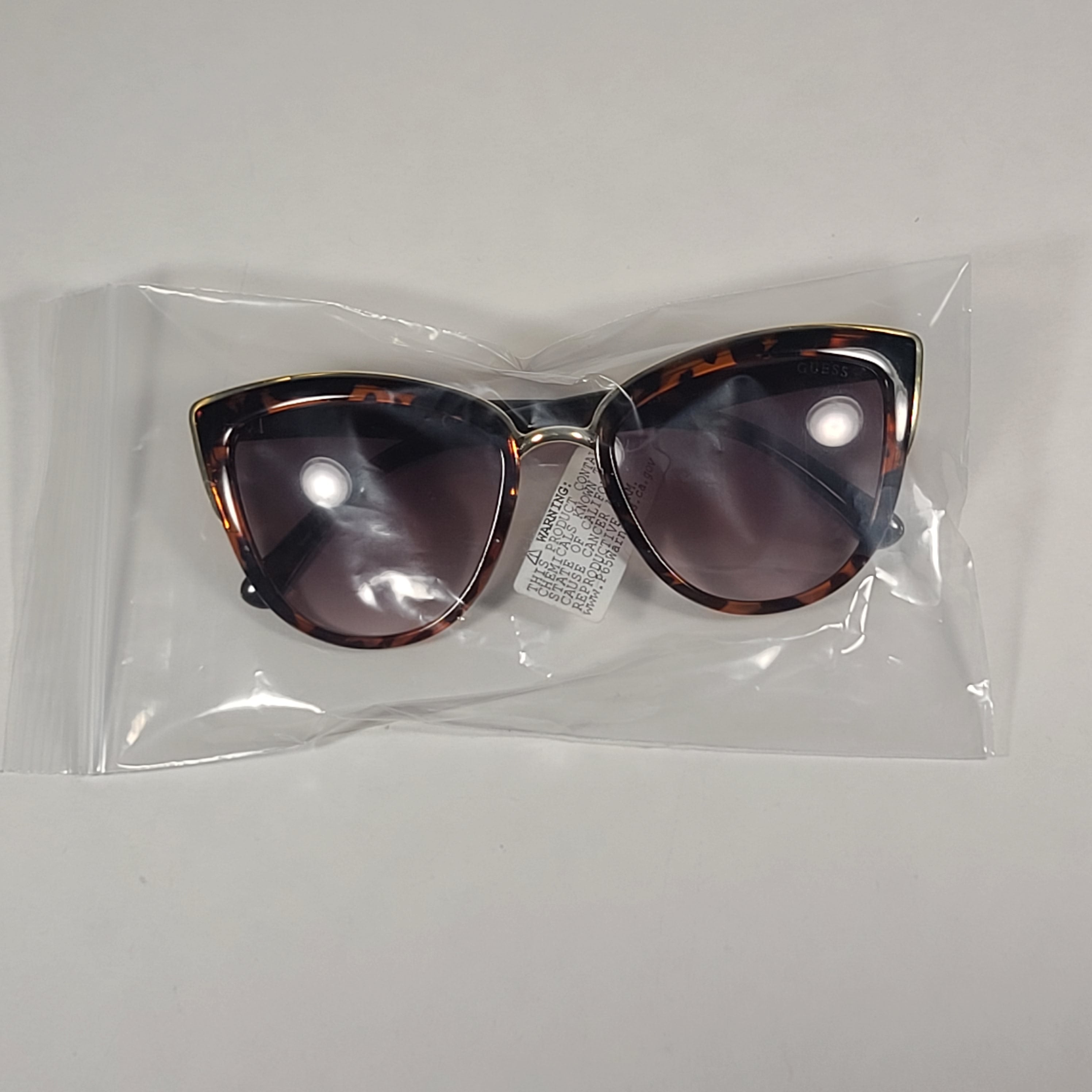 Guess Cat Eye Sunglasses Brown Tortoise Gold Frame Brown Gradient