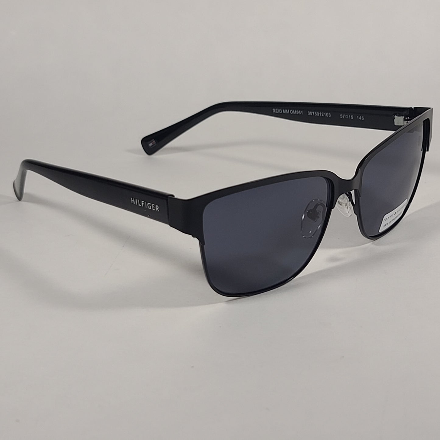 Tommy Hilfiger Reid Square Club Sunglasses Black Horn Rim Frame Gray Lens REID MM OM561 - Sunglasses