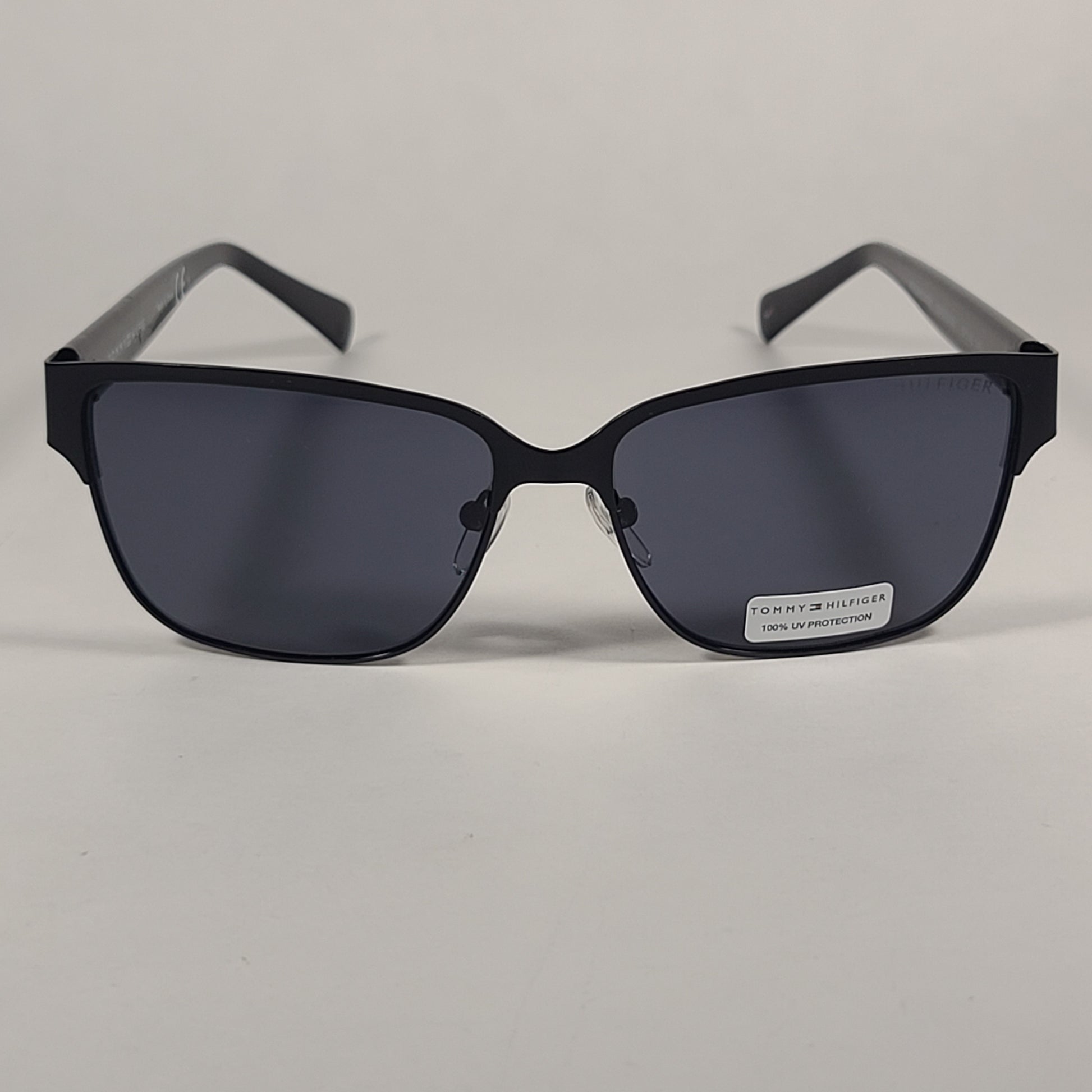 Tommy Hilfiger Reid Square Club Sunglasses Black Horn Rim Frame Gray Lens REID MM OM561 - Sunglasses