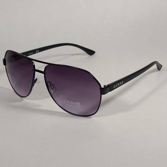 Guess Aviator Sunglasses Matte Black Frame Gray Smoke Gradient Lens GF0397 02B - Sunglasses