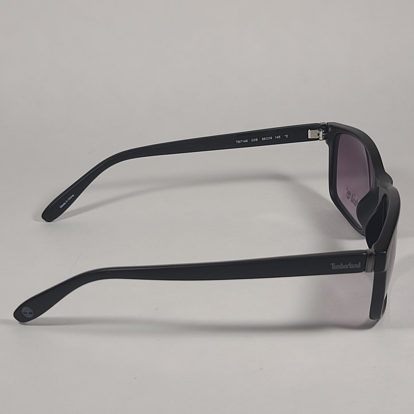 Timberland Rectangle Sunglasses Matte Black Frame Gray Smoke Lens TB7146 02B - Sunglasses