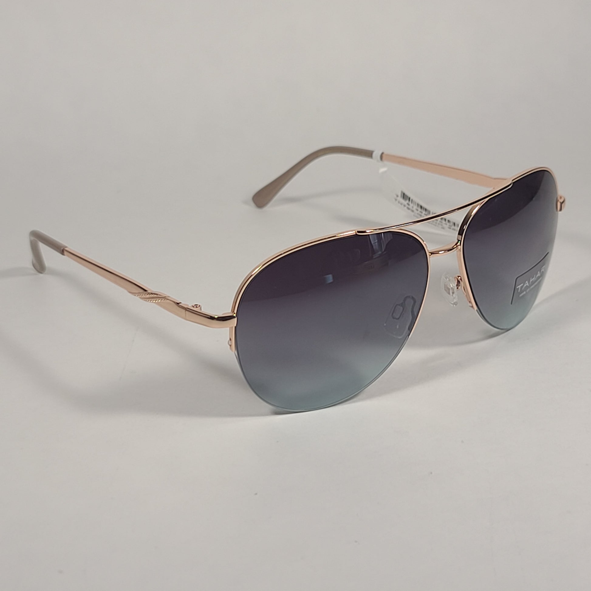 Tahari Semi Rimless Aviator Sunglasses Gold Frame Gray Green Gradient Lens TH792 GLDND - Sunglasses