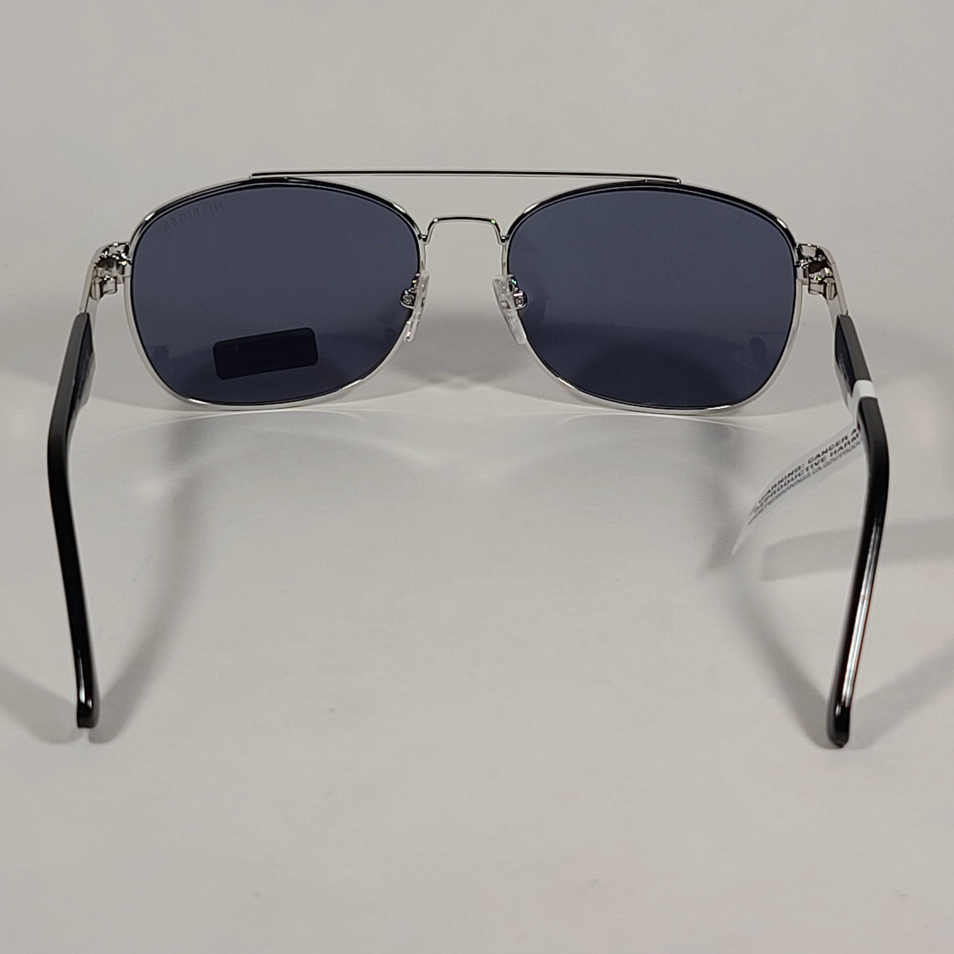 Tommy Hilfiger Brendan Rectangular Sunglasses Silver And Black Frame Blue Gray Lens BRENDAN MM OM435 - Sunglasses