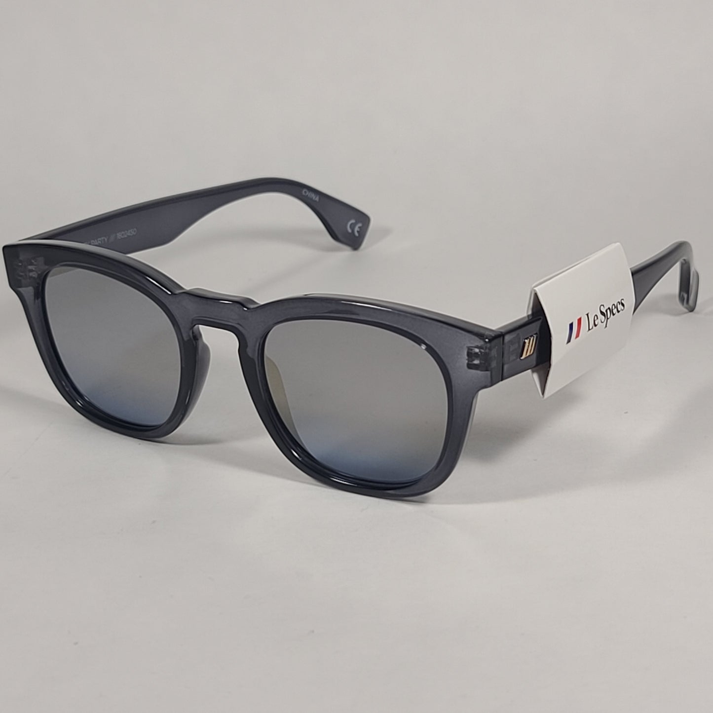 Le Specs Block Party Rectangle Sunglasses Slate Gray Frame Gray Gold Gradient Lens LSP1802450 - Sunglasses