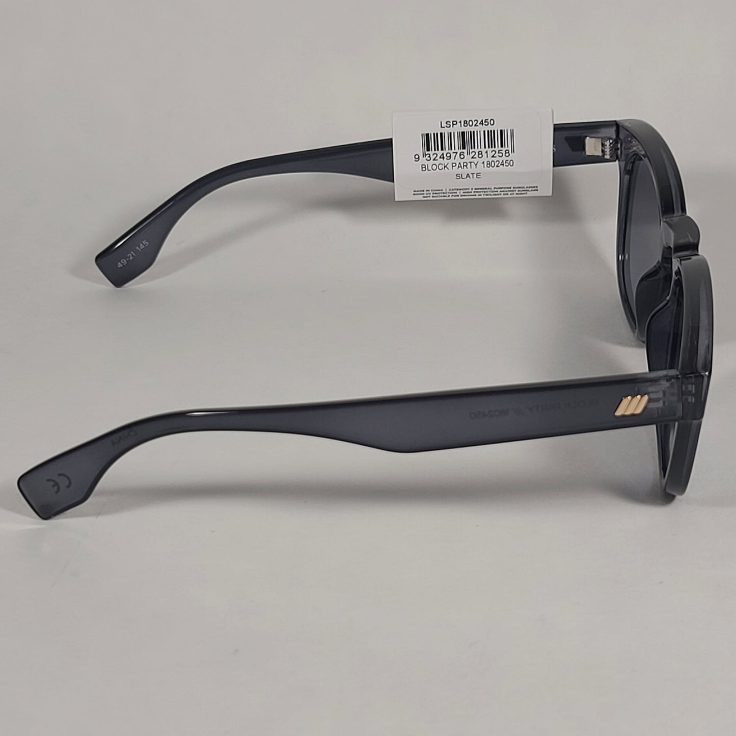Le Specs Block Party Rectangle Sunglasses Slate Gray Frame Gray Gold Gradient Lens LSP1802450 - Sunglasses