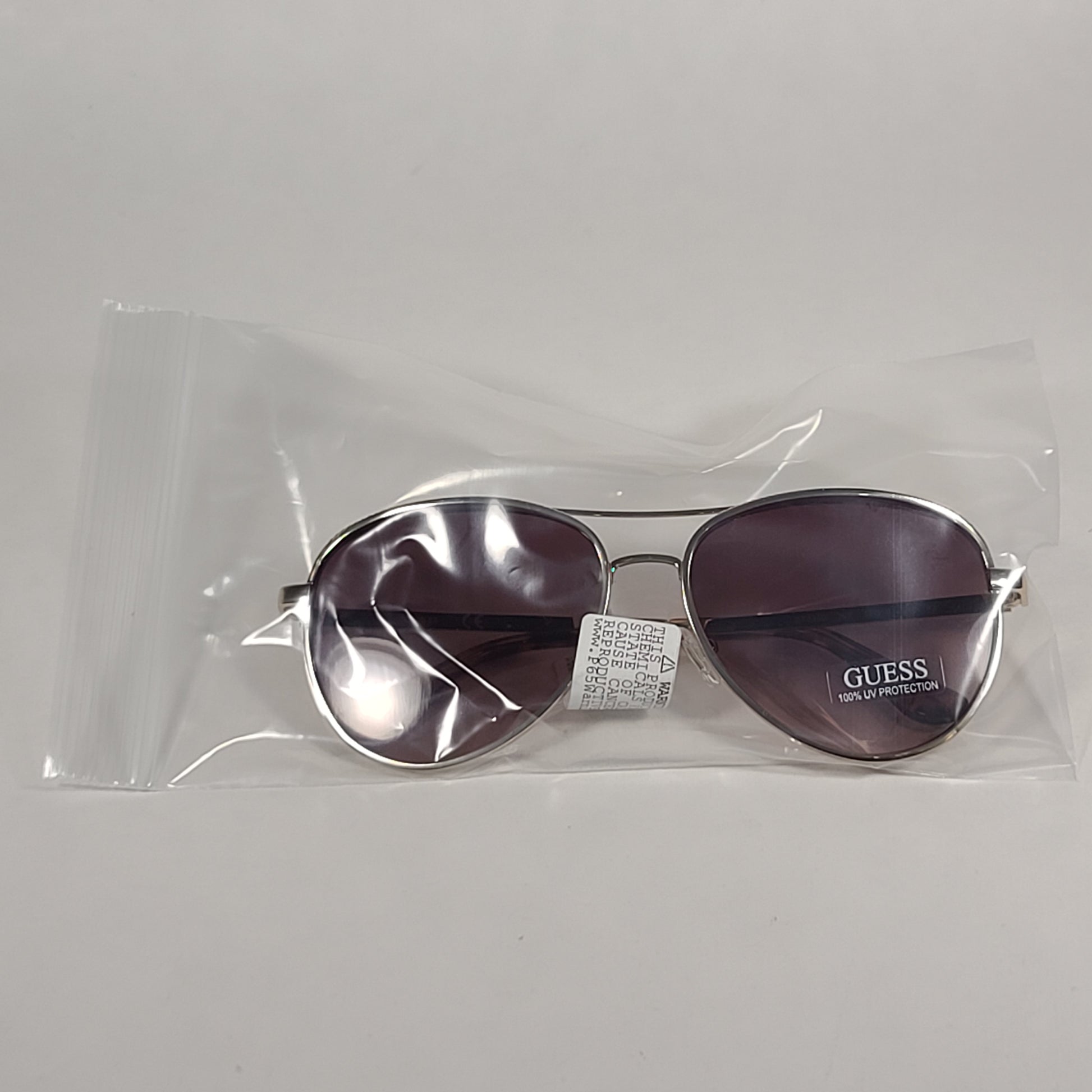 Guess Heavy Aviator Sunglasses Gold Tone Metal Frame Brown Gradient Lens GF0350 32F - Sunglasses