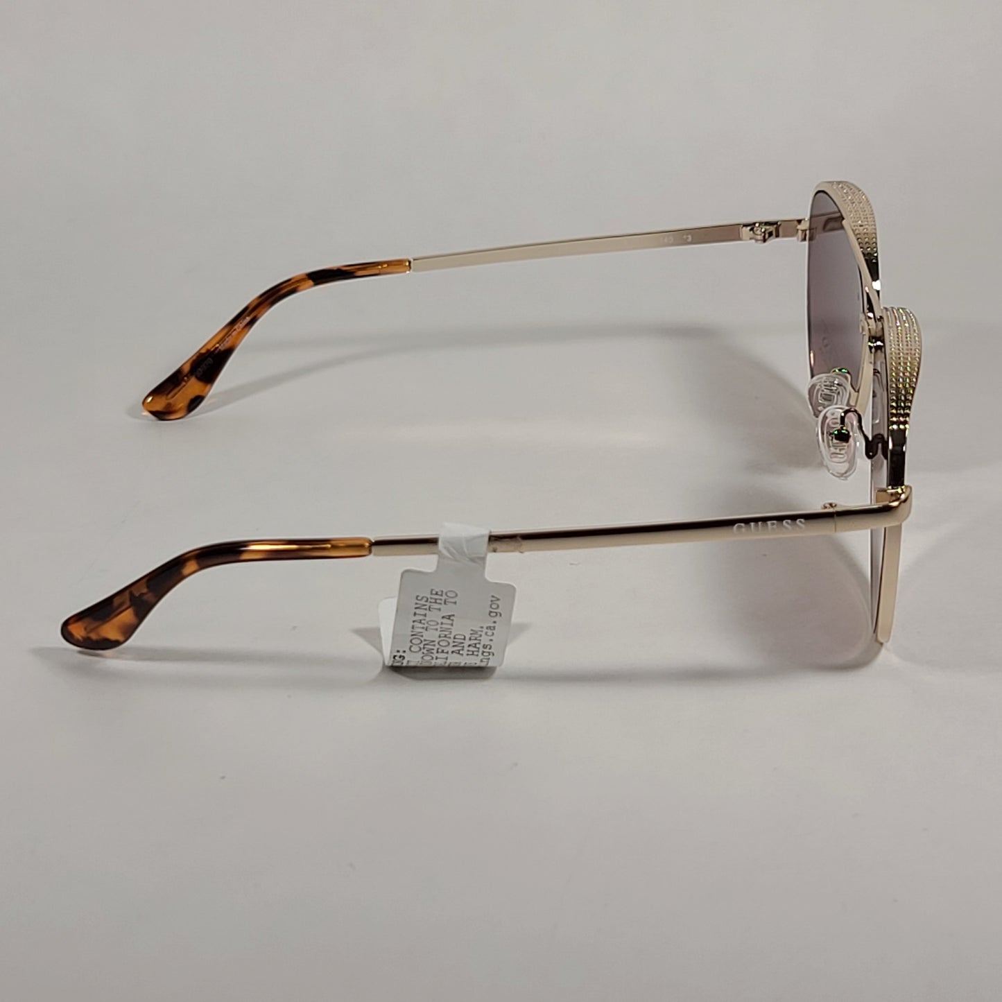 Guess Heavy Aviator Sunglasses Gold Tone Metal Frame Brown Gradient Lens GF0350 32F - Sunglasses