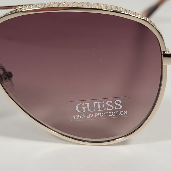 Guess Heavy Aviator Sunglasses Rose Gold Metal Frame Gray Pink Semi Flash  Lens GF0350 28U
