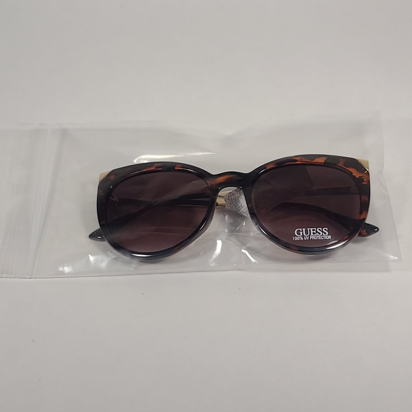 Guess Cat Eye Sunglasses Brown Tortoise And Gold Accent Frame Brown Gradient Lens GF0359 52F - Sunglasses