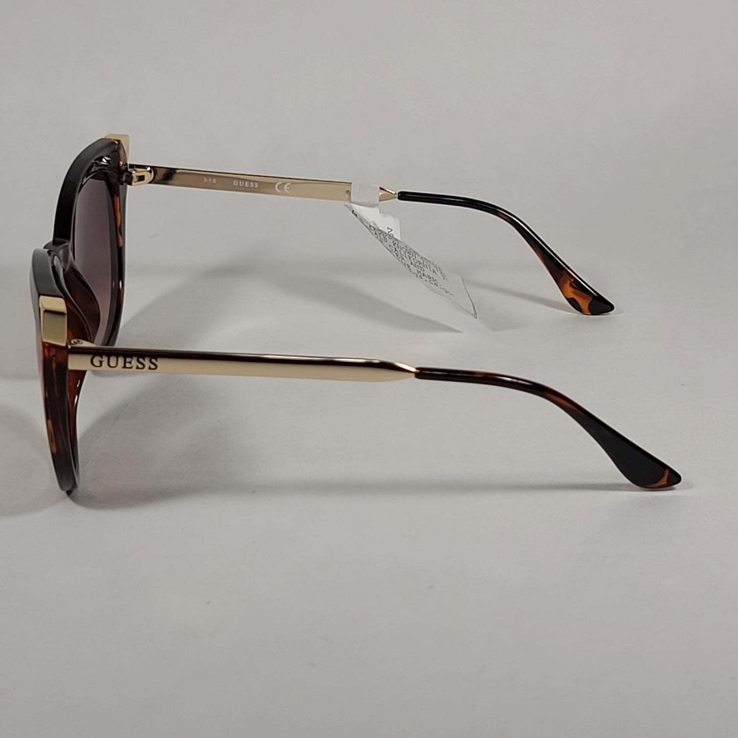 Guess Cat Eye Sunglasses Brown Tortoise And Gold Accent Frame Brown Gradient Lens GF0359 52F - Sunglasses