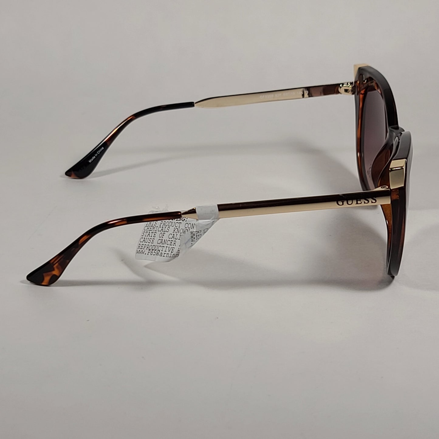 Guess Cat Eye Sunglasses Brown Tortoise And Gold Accent Frame Brown Gradient Lens GF0359 52F - Sunglasses