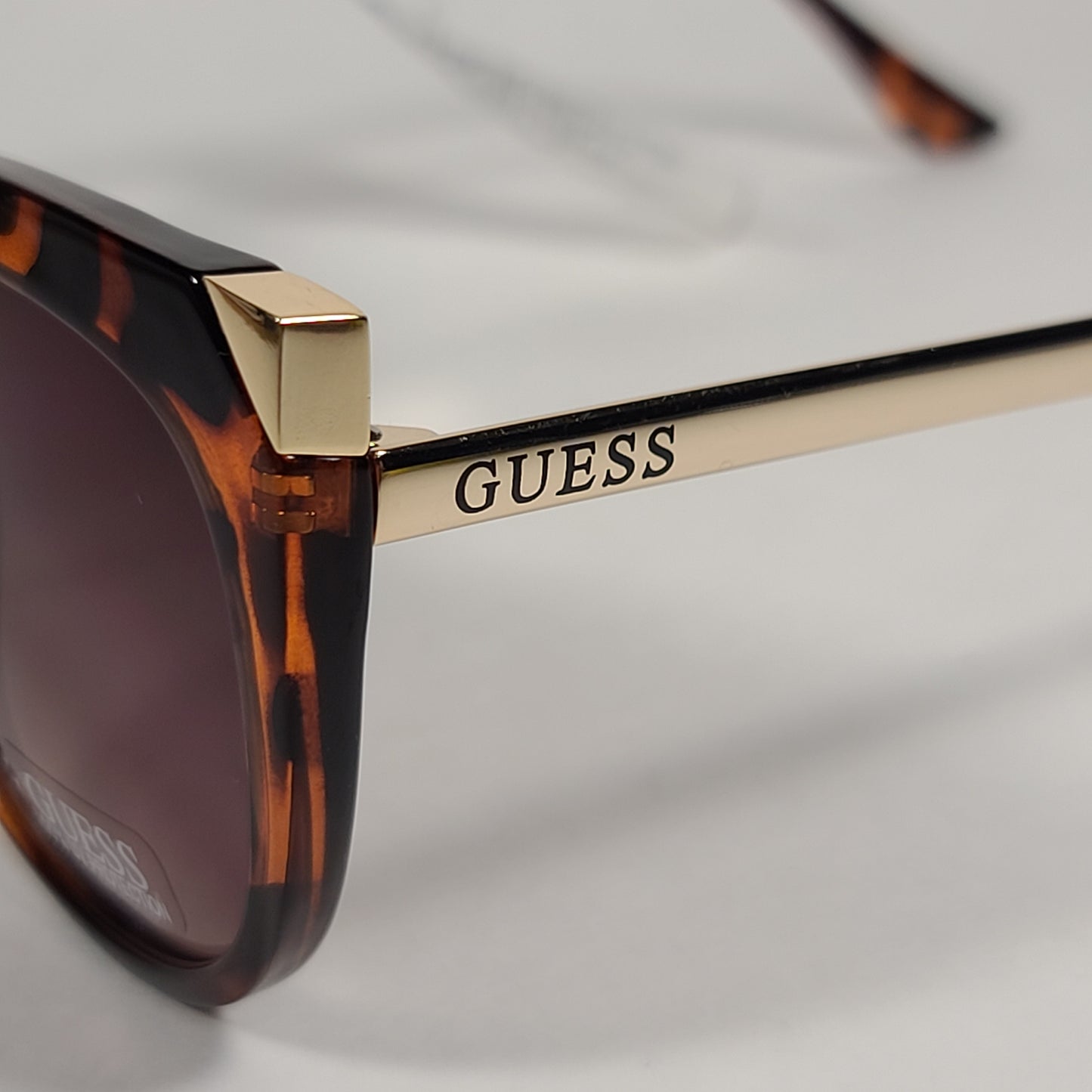 Guess Cat Eye Sunglasses Brown Tortoise And Gold Accent Frame Brown Gradient Lens GF0359 52F - Sunglasses