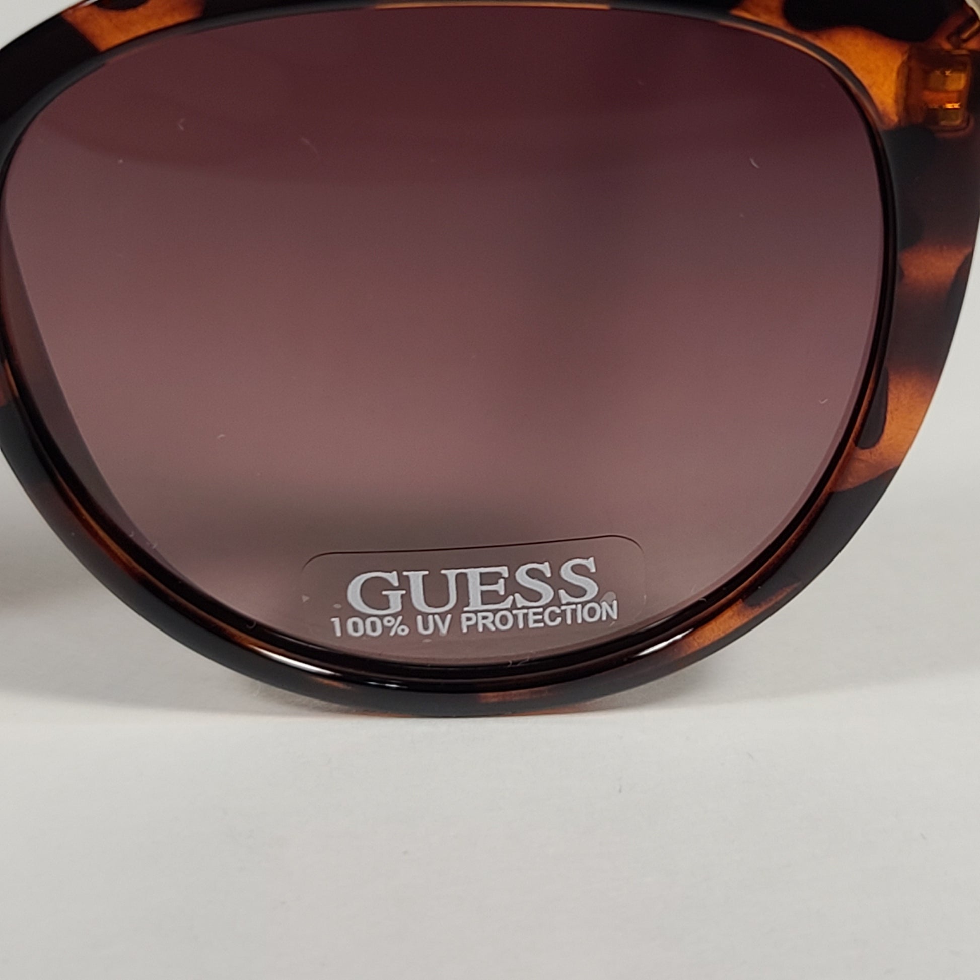 Guess Cat Eye Sunglasses Brown Tortoise And Gold Accent Frame Brown Gradient Lens GF0359 52F - Sunglasses