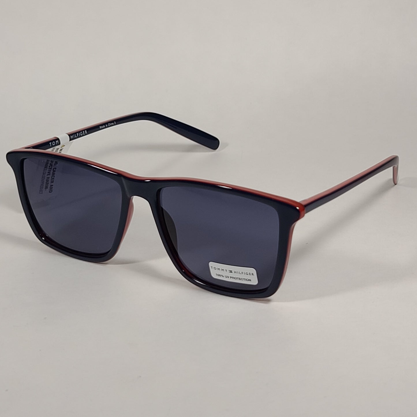 Tommy Hilfiger Rob Square Sunglasses Two Tone Navy Blue Red Gray Lens ROB MP OM517 - Sunglasses