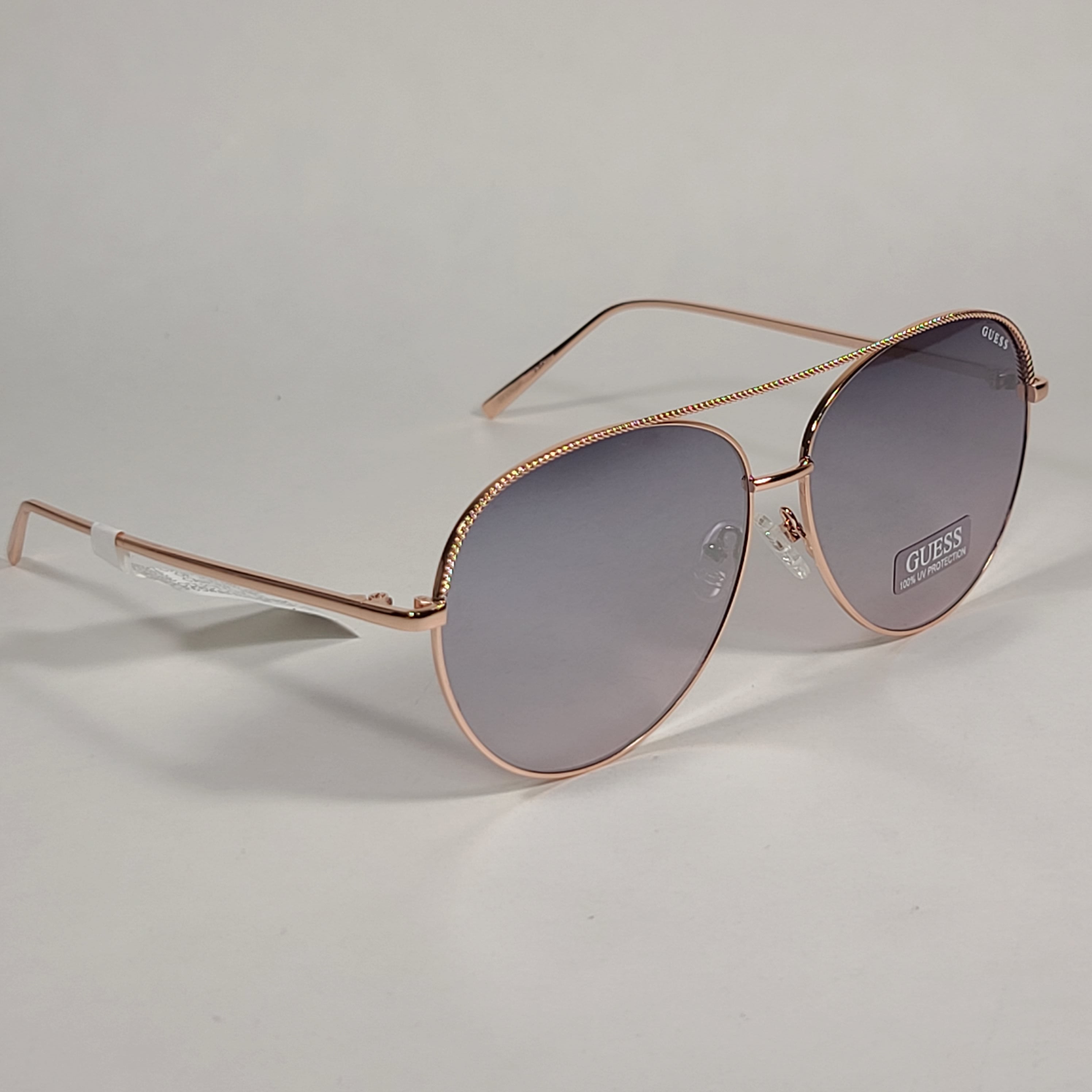 Guess Aviator Pilot Sunglasses Rose Gold Metal Frame Silver Mirror Len TheSunglassFashion