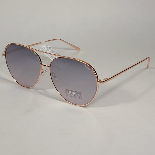 Guess Aviator Pilot Sunglasses Rose Gold Metal Frame Silver Mirror Lens GF0391 28U - Sunglasses