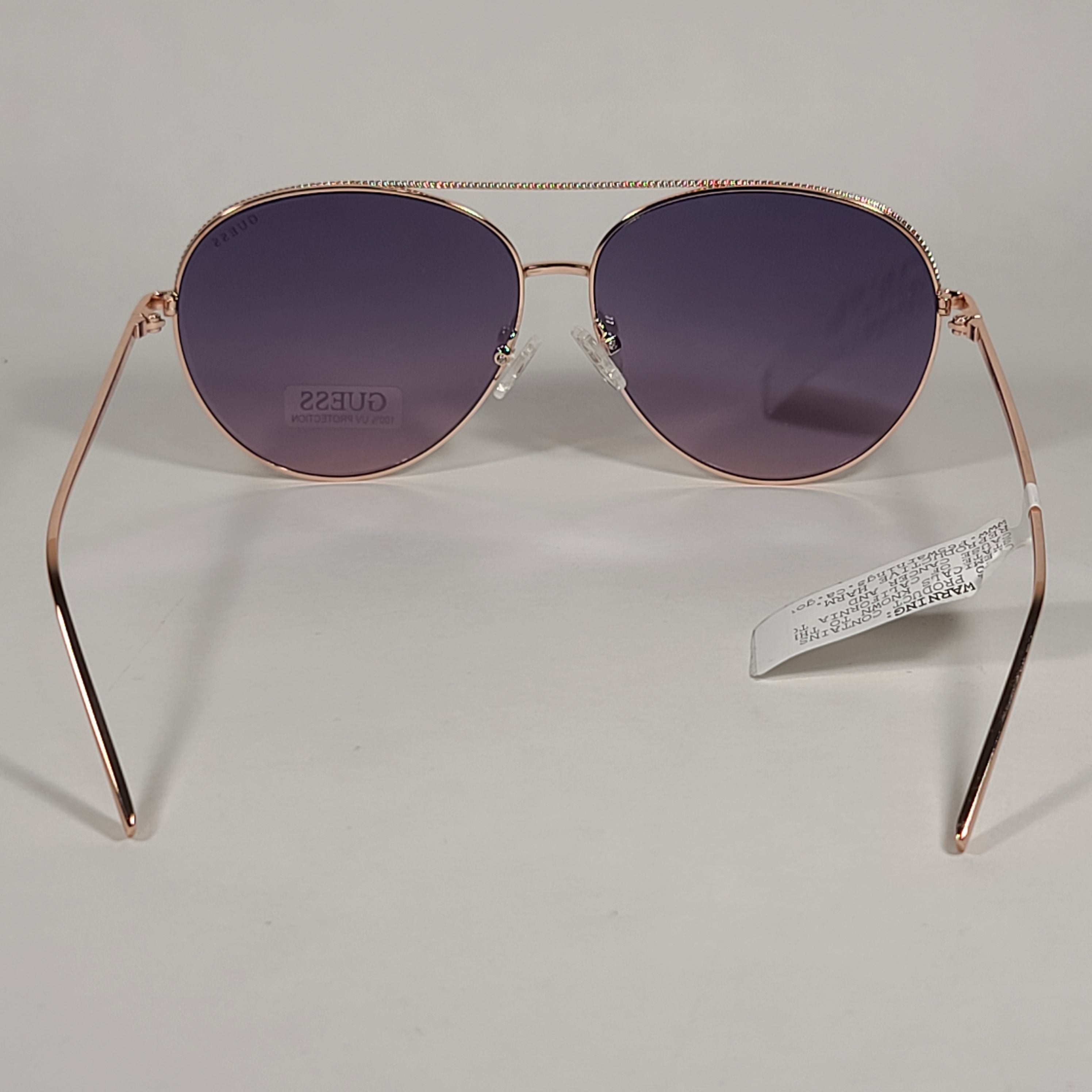 Guess Aviator Pilot Sunglasses Rose Gold Metal Frame Silver Mirror Len TheSunglassFashion