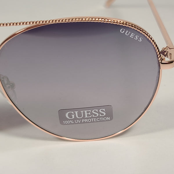 Guess Heavy Aviator Sunglasses Rose Gold Metal Frame Gray Pink Semi Flash  Lens GF0350 28U