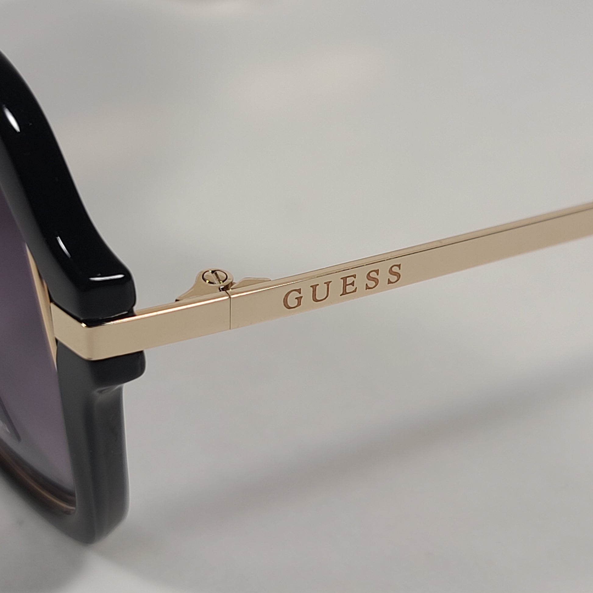 Guess Butterfly Sunglasses Shiny Black Gold Accent Gray Gradient Lens GF0352 01B - Sunglasses